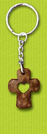 Featured coconut shell keychain
