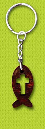 Featured coconut shell keychain