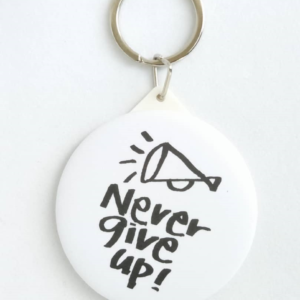 Exquisite mirror keychain (English) – Never Give Up