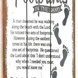 Wooden Plaque (English) – Footprints in the sand