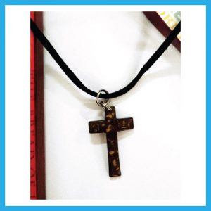 Black Sting Necklace-Coconut Shell Cross