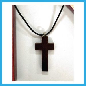 Black Sting Necklace-Wooden Cross