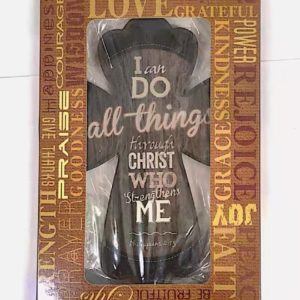 Small Crucifix Ceramic Decoration – I can do all things (brown)