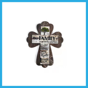 Small Crucifix Ceramic Decoration – Our family is like the branches