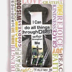 Small Crucifix Ceramic Decoration – I can do all things (green)